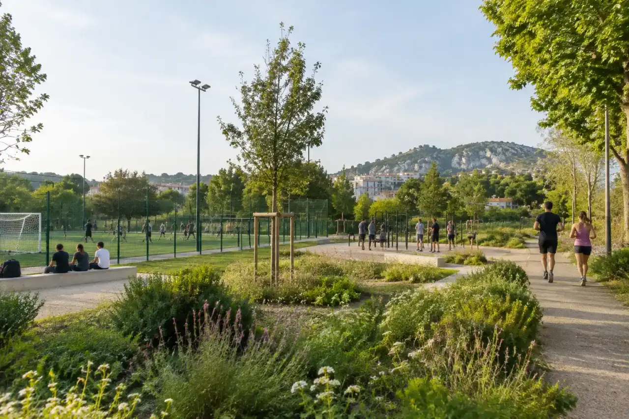 La Plaine des sports de la Busserine réunit sport, nature et vie de quartier sur plus de deux hectares