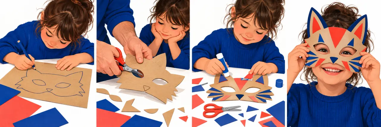 Activité manuelle sur le carnaval : étapes de fabrication d’un masque animal en carton