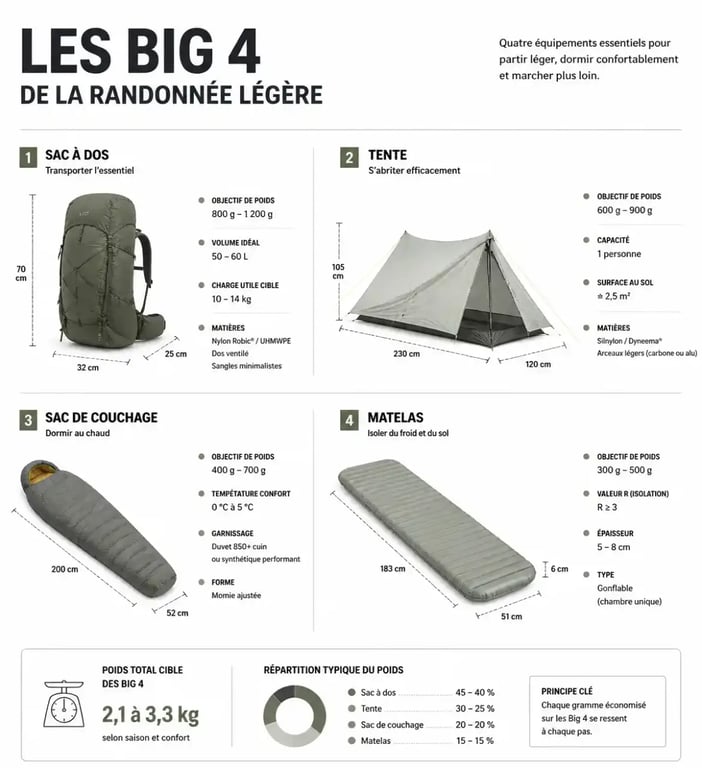 Les 4 piliers de l'équipement pour la randonnée légère